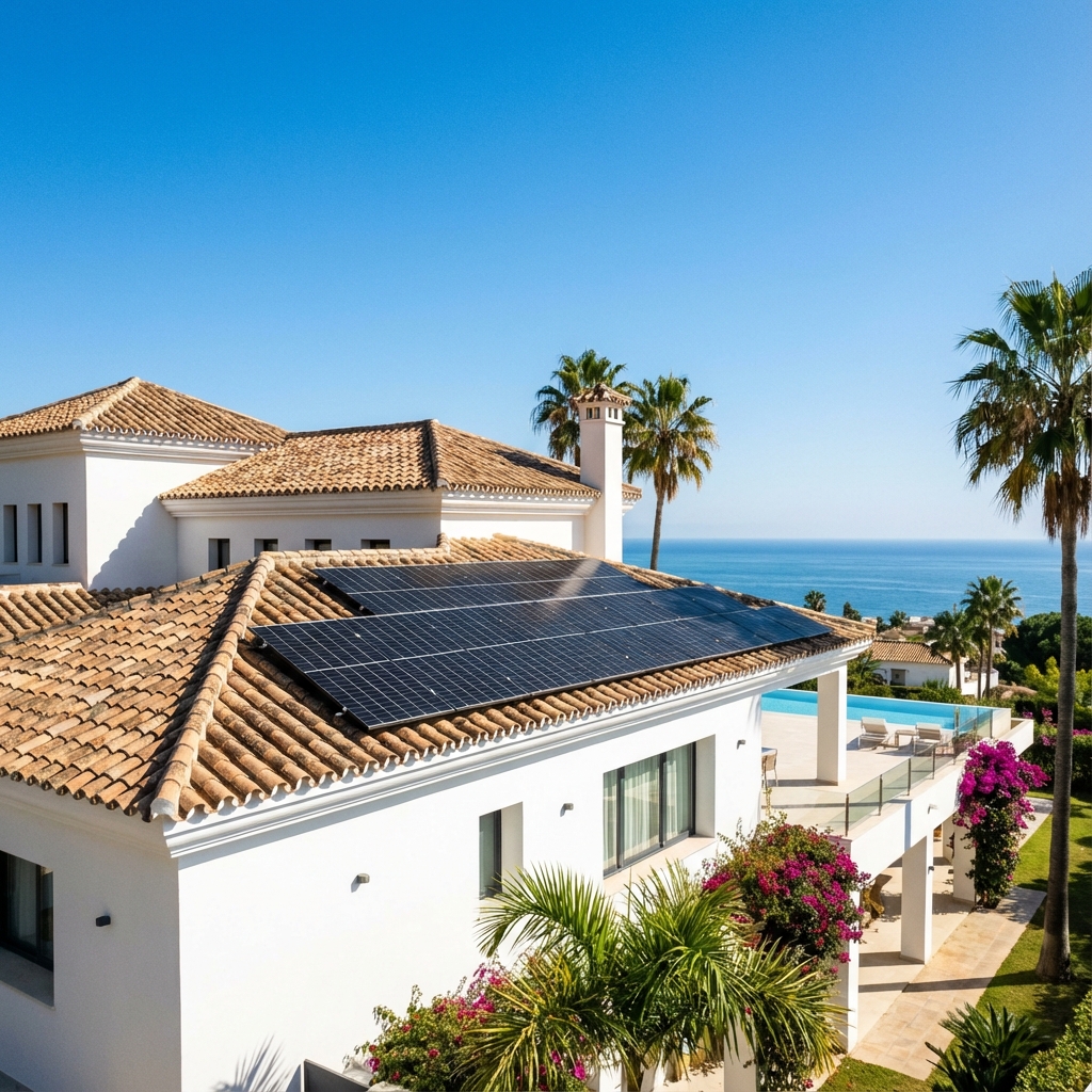 Instalación de placas solares en villa de Málaga con vistas al mar